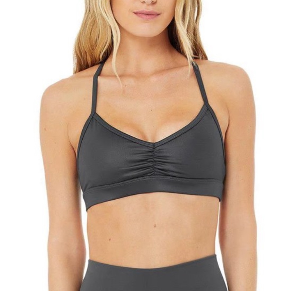 ALO Yoga Metallic Gray Sports Bra